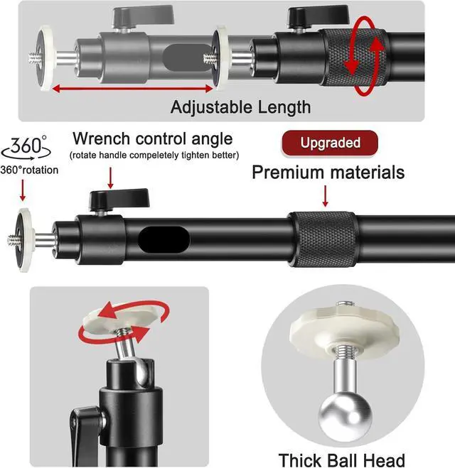 Alt view image 4 of 7 - Projector Mount Length 16-31in / 40-80cm Long Projector Ceiling Mount 360° Rotatable Ceiling Projectors Mounts Adjustable Bracket Mount Black