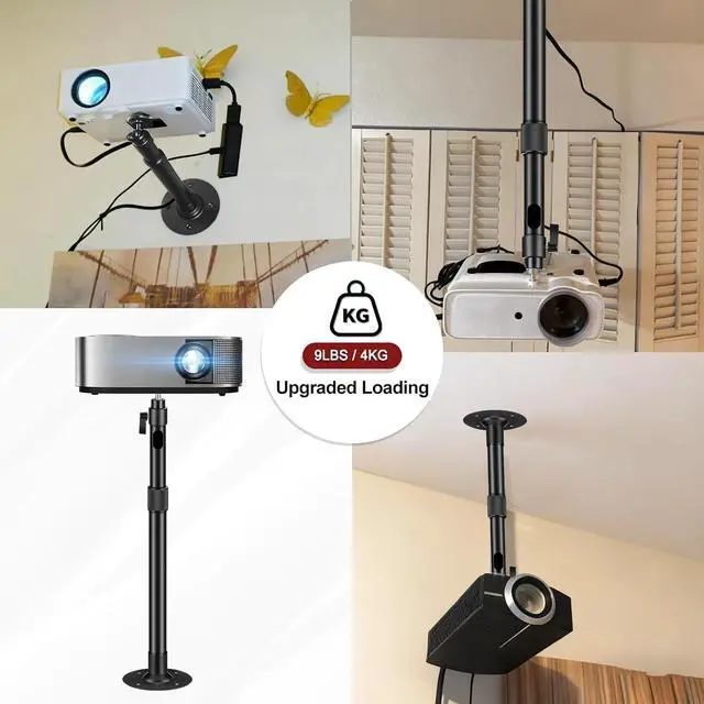 Alt view image 5 of 7 - Projector Mount Length 16-31in / 40-80cm Long Projector Ceiling Mount 360° Rotatable Ceiling Projectors Mounts Adjustable Bracket Mount Black