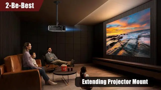 Alt view image 7 of 7 - Projector Mount Length 16-31in / 40-80cm Long Projector Ceiling Mount 360° Rotatable Ceiling Projectors Mounts Adjustable Bracket Mount Black