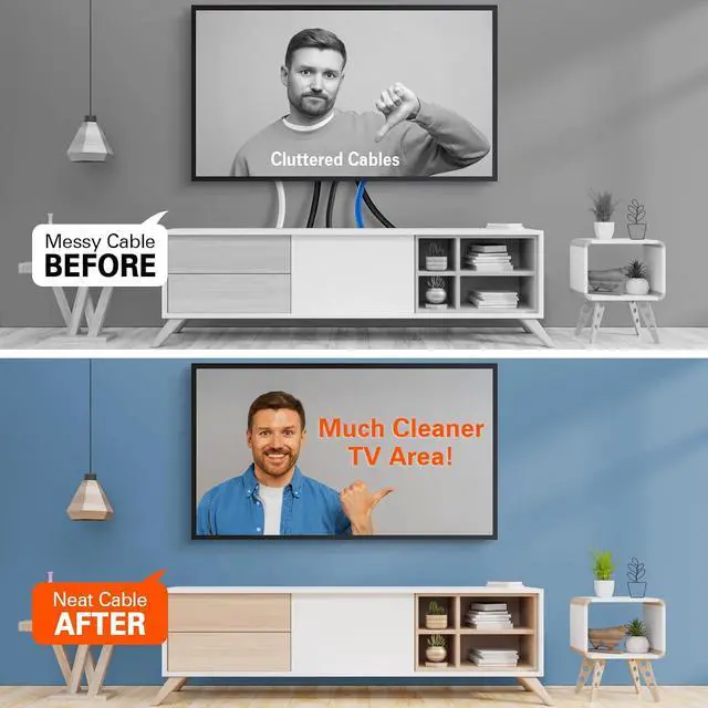 Alt view image 3 of 7 - in-Wall Cable Management Kit for Wall Mounted TV - White Power & Low Voltage Cord Hider with Hole Saw, Extension Cord & Splitter - Hide TV Wires Behind Walls for Clean Home Theater & Gaming Setup