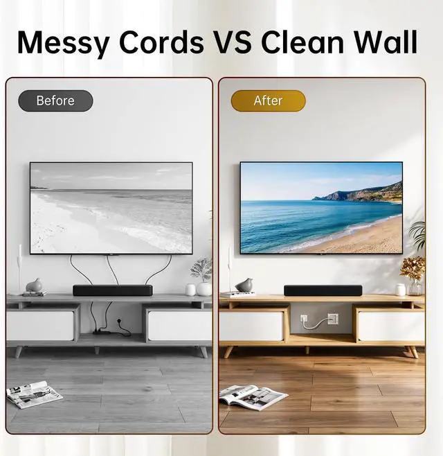 Alt view image 2 of 7 - in Wall Cable Management Kit with Recessed Power Outlet for Home Theater | Dual AC Outlet and USB A+C Port, TV Cord Hider for Wall Mounted TV - 9FT Cord, HDMI TV Cable Hider, Safe Cable, Easy Setup