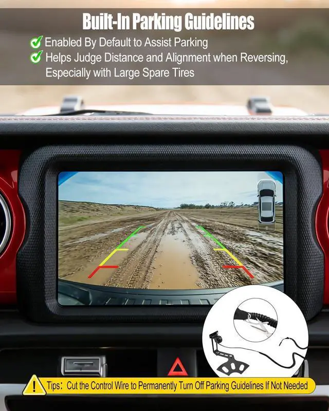 Alt view image 6 of 7 - Spare Tire Backup Camera, Adjustable Rear View and Waterproof | Fit for Jeep Wrangler JK JKU Rubicon Commander Patriot Liberty 2007-2018, Flexible Mount