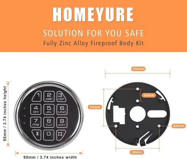 Alt view image 3 of 6 - Electronic Gun Safe Lock Replacement Digital Keypad with Solenoid Lock Mechanism, Chrome/Black Finish, 14-Pin Design, Circuit Board, Reset Cable, and 2 Override Keys DIY Installation