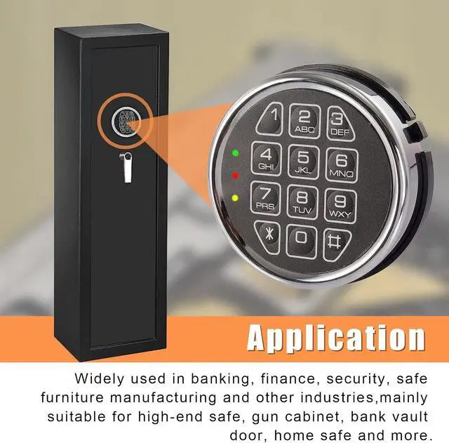 Alt view image 6 of 6 - Electronic Gun Safe Lock Replacement Digital Keypad with Solenoid Lock Mechanism, Chrome/Black Finish, 14-Pin Design, Circuit Board, Reset Cable, and 2 Override Keys DIY Installation