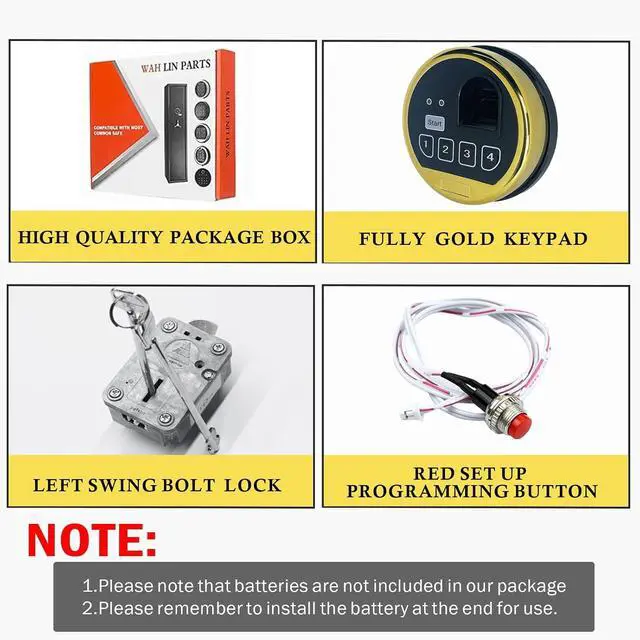 Alt view image 3 of 7 - EMP Fingerprint Gun Safe Replacement Lock Left Swing Bolt & 2 Emerency Keys | Biometric Safe Electronic Cabinet Lock(Gold Color Keypad - Left Swing Bolt Lock)