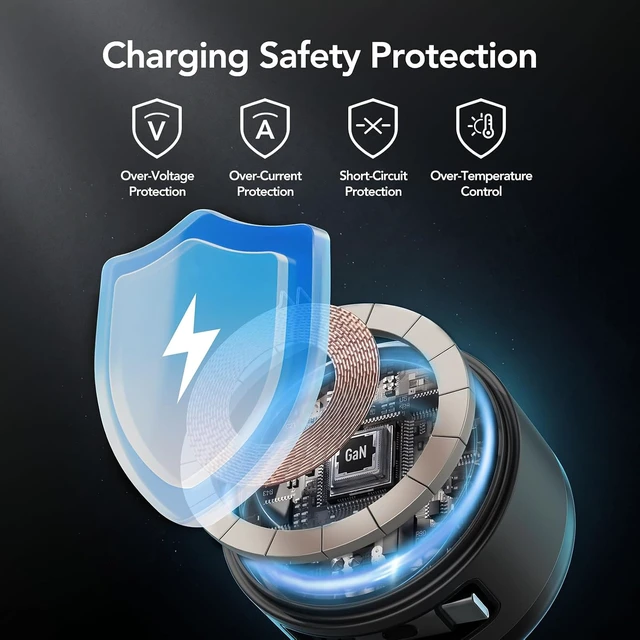 Alt view image 6 of 7 - 65W GaN USB C Charger with Retractable Cable Qi2 Wireless Charger