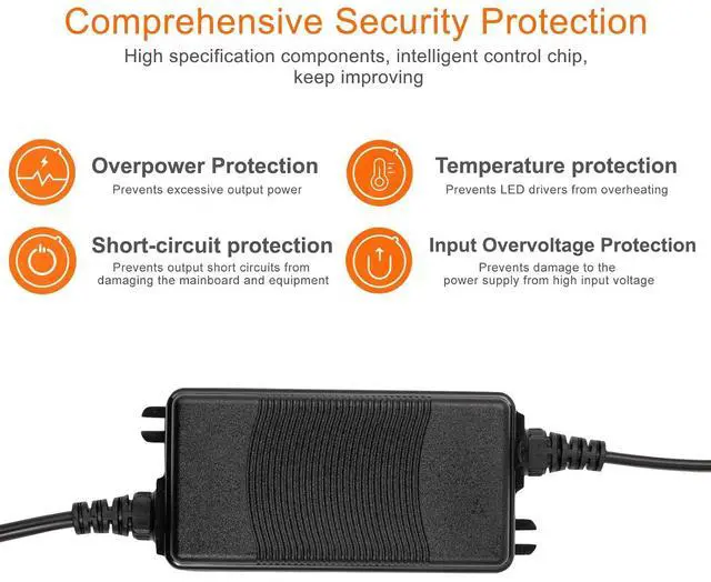 Alt view image 3 of 7 - 12V 3A IP67 Waterproof Power Adapter DC Power Supply UL Certified | 12V 36W Dual-Wire Desktop Switching Power Supply with Short Circuit Protection Suitable for LED Strips and Security Cameras
