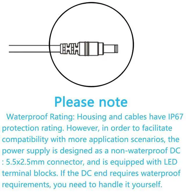 Alt view image 6 of 7 - 12V 3A IP67 Waterproof Power Adapter DC Power Supply UL Certified | 12V 36W Dual-Wire Desktop Switching Power Supply with Short Circuit Protection Suitable for LED Strips and Security Cameras