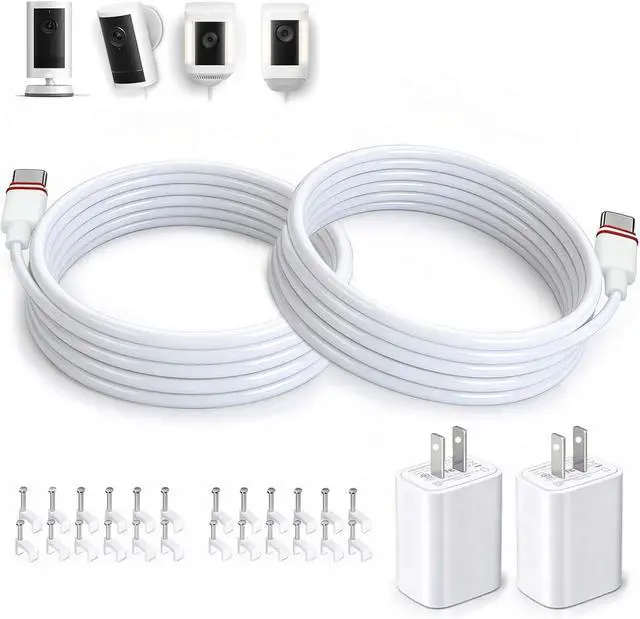 Main image of 10FT Power Adapter for Ring Outdoor Cam Plus/Pro, Wired Mode, 2-Pack | Weatherproof USB Type C cord for Ring Outdoor Cam/Spotlight Cam (Plus & Pro Version); not for DC connector models