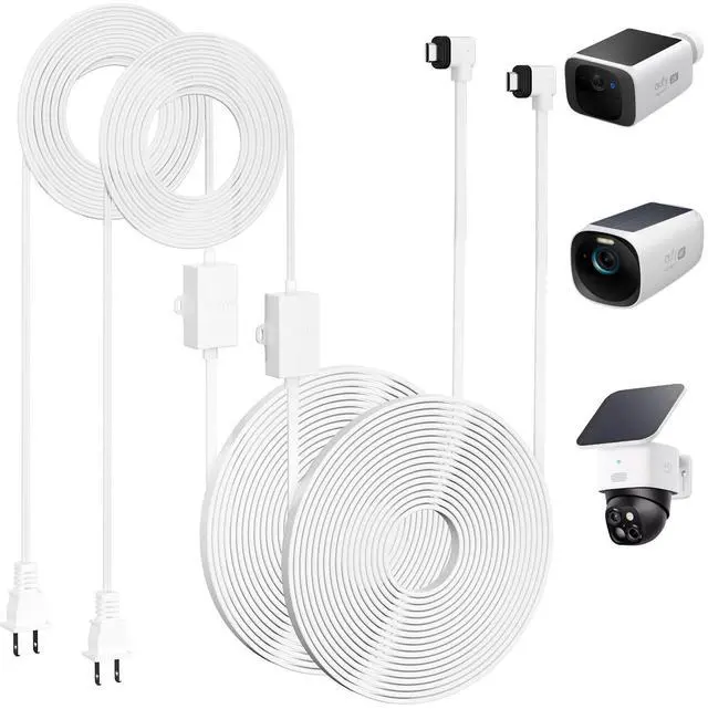 Main image of 30FT Power Adapter Compatible with eufy SoloCam S220/S340/C210/E30,eufy Indoor Cam S350/C210/C220,3/S330/S3 Pro/3C/S300,Waterproof Type C Power Cable,Flat Charging Cord-2Pack