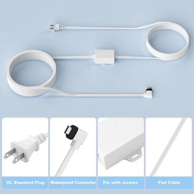 Alt view image 3 of 6 - 30FT Power Adapter Compatible with eufy SoloCam S220/S340/C210/E30,eufy Indoor Cam S350/C210/C220,3/S330/S3 Pro/3C/S300,Waterproof Type C Power Cable,Flat Charging Cord-2Pack