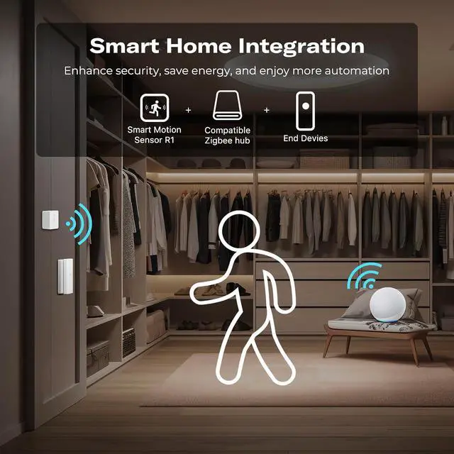 Alt view image 6 of 7 - Motion Sensor R1 with Case, 5.8G Radar,Adjustable Sensitivity,Indoor &Outdoor,Zigbee Hub Required,Support Home Assistant,SmartThings,Homey,Hubitat or Echo Devices with Built-in Zigbee hub