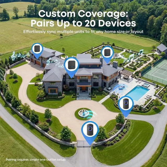 Alt view image 4 of 7 - Wireless Doorbell 4000ft Ultra Long Range, IP67 Waterproof Door Bell Chime for Home Business Classroom Warehouse, 38 Melodies & Mute Mode (Black-1button+1receiver)