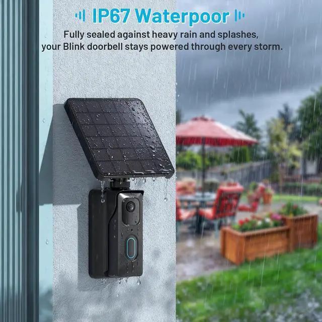 Alt view image 4 of 7 - 13200mAh Solar Charging Base Station for Blink Doorbell 2nd Gen, 4W High-Efficiency Solar Panel, IP67 Waterproof External Power Supply, Continuous Power to Blink Doorbell