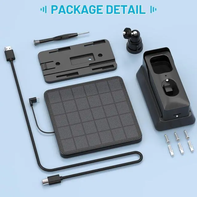 Alt view image 6 of 7 - 13200mAh Solar Charging Base Station for Blink Doorbell 2nd Gen, 4W High-Efficiency Solar Panel, IP67 Waterproof External Power Supply, Continuous Power to Blink Doorbell