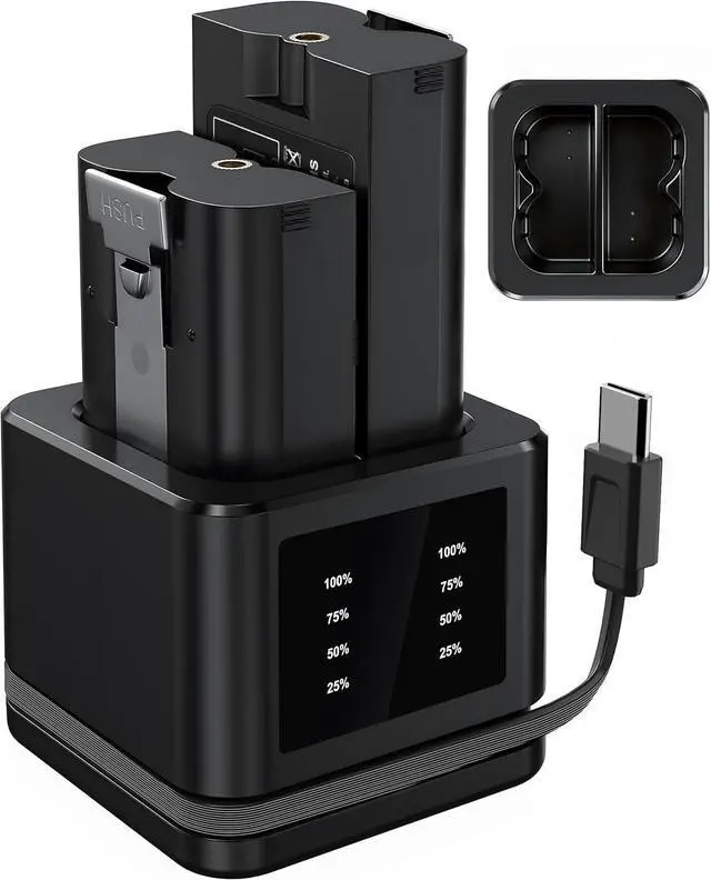 Main image of 2-Pack 7200mAh Replacement Battery for Ring Doorbell with Upgrade LCD Charger Station, Type-C Cable Included, Compatible with Video Doorbell 2/3/3Plus/4/Pro, Spotlight Cam, Stick Up Cam