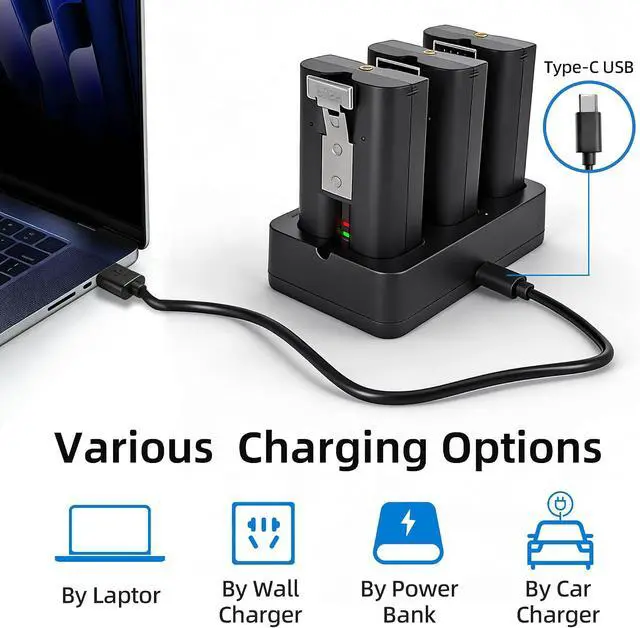 Alt view image 4 of 7 - Styvra(3-Pack)6040mAh,3.65V Ring Doorbell Battery with Three-Channel Charger Station,Compatible with Ring-Doorbell-Camera 2/3/4/3 Plus, Stick Up Camera (2nd and 3rd Gen),Spotlight Cam and Peephole Cam
