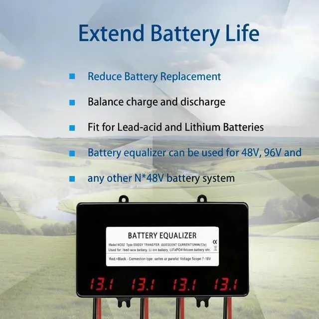 Alt view image 4 of 7 - HC02 Battery Equalizer for 4 x 12V Batteries Balancer Active Voltage Lead Acid Li li-ion LiFePO4 Battery