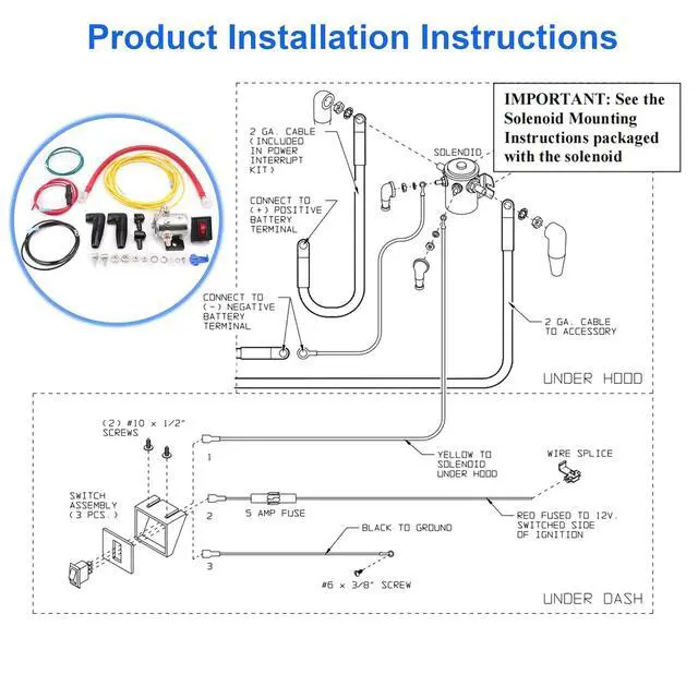 Alt view image 6 of 7 - 62132 Winch Solenoid Battery Power Cut-Off Switch Kit for Jeep Trucks | DC 12V Winch Compatible, Easy Wiring Installation, Manual Control Avoids Drain Out, Fits Truck, SUV, Off-Road, ATV, UTV, SXS