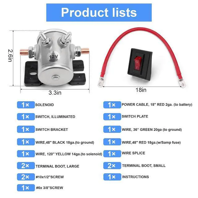 Alt view image 7 of 7 - 62132 Winch Solenoid Battery Power Cut-Off Switch Kit for Jeep Trucks | DC 12V Winch Compatible, Easy Wiring Installation, Manual Control Avoids Drain Out, Fits Truck, SUV, Off-Road, ATV, UTV, SXS