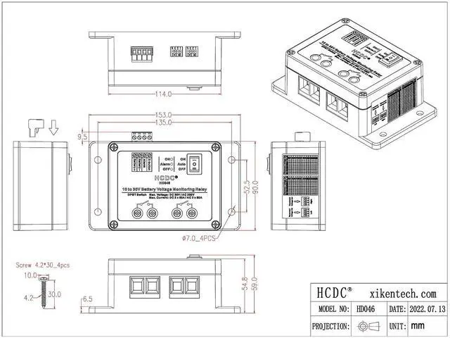Alt view image 6 of 6 - 10-30V DC Voltage Monitoring DPST Relay Module, Low Voltage Disconnect LVD for 12V 18V 24V Battery, Load 80Amp/AC250V or 50Amp/DC30V