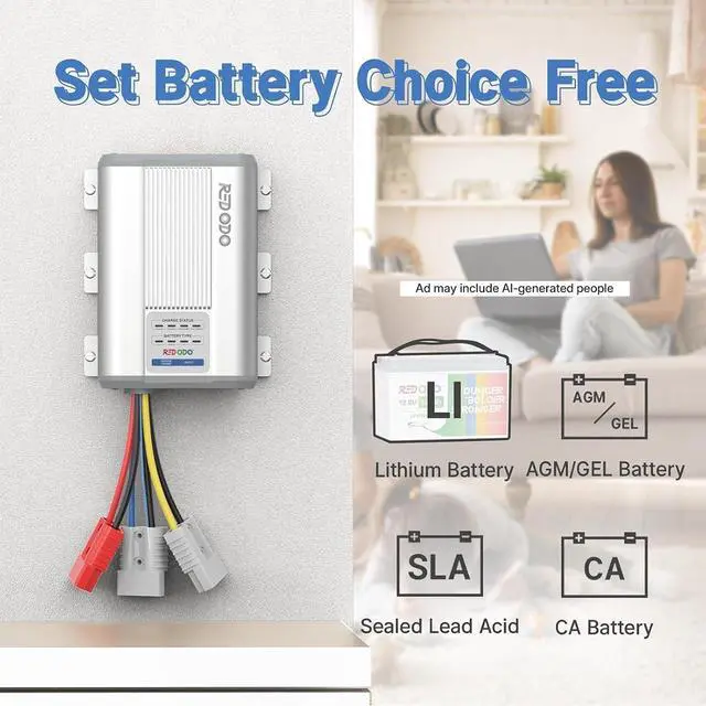 Alt view image 3 of 7 - 12V 40A DC to DC Charger with MPPT, On-Board Charger for AGM, Gel, SLA, Lithium, Dual Input Battery Charger with LED Indicators&Anderson Connector, Using for RV, Camper, Van, Vehicle, Marine
