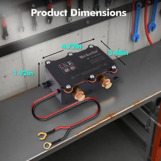 Alt view image 4 of 7 - 380A Dual Battery Isolator Kit, 12V/24V Universal Smart VSR Relay | Remote Control, LED Voltage Display, Voltage Sensitive Relay, for RV, Boat, Car, Truck, ATV, UTV, Off-Road Vehicles