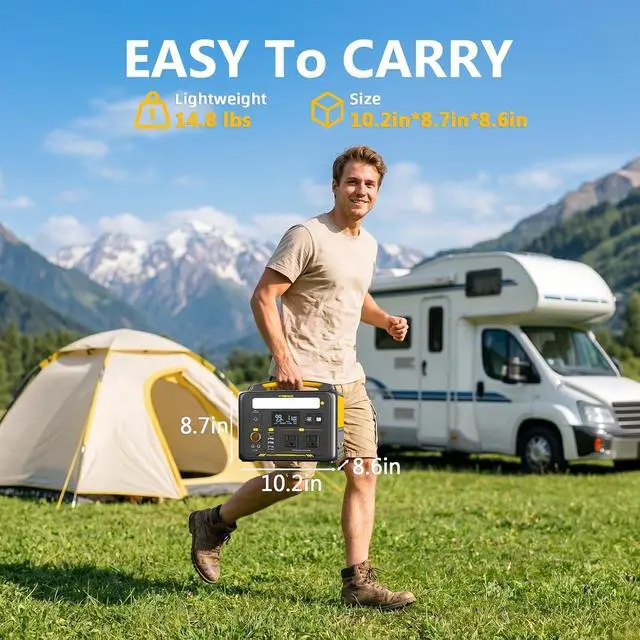 Alt view image 3 of 7 - Jump 600X Portable Power Station 600W, 299Wh LiFePO4 Battery | 1200W Surge AC Outlet, PD 60W USB-C, 2-In-1 Solar Generator with Jump Start for Blackout, Camping, Outage and Road Trip