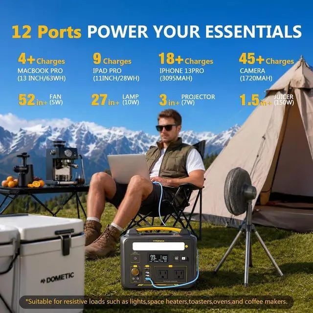 Alt view image 6 of 7 - Jump 600X Portable Power Station 600W, 299Wh LiFePO4 Battery | 1200W Surge AC Outlet, PD 60W USB-C, 2-In-1 Solar Generator with Jump Start for Blackout, Camping, Outage and Road Trip