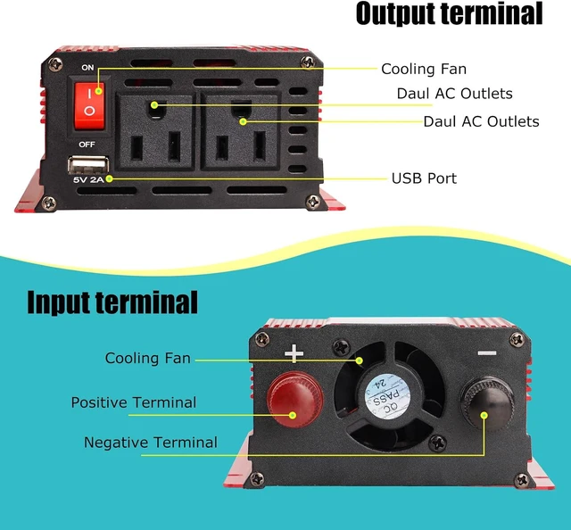 Alt view image 4 of 7 - nomal 1200W Car Power Inverter, DC 12V to 110V AC LCD Display & AC Outlets, 12-Volt Converter for Truck, RV & Car