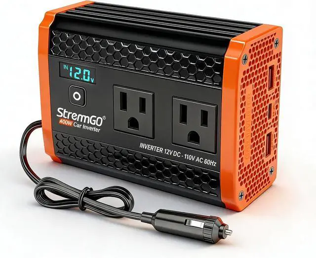 Main image of 400W Power Inverters for Vehicle Dual AC Car Plug Adapter Outlet | USB 24W/30W Fast Charge, Inverter 12V to110V, Cigarette Lighter Adapter for Laptop/Camping/Road Trippers