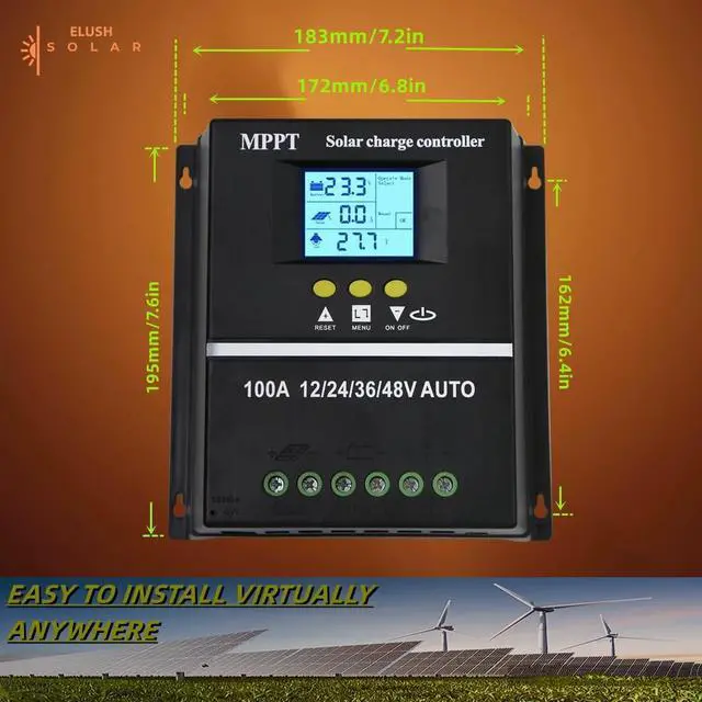 Alt view image 3 of 7 - 100A MPPT Solar Charge Controller 12V 24V 36V 48V LCD Display Battery ligent Regulator Max 100V Input Dual USB for Lead-Acid/Lithium (100A)