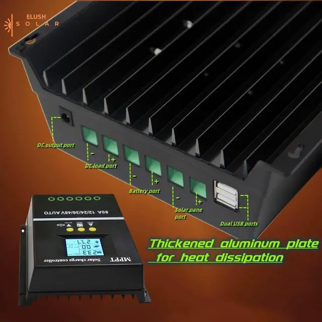 Alt view image 5 of 7 - 100A MPPT Solar Charge Controller 12V 24V 36V 48V LCD Display Battery ligent Regulator Max 100V Input Dual USB for Lead-Acid/Lithium (100A)