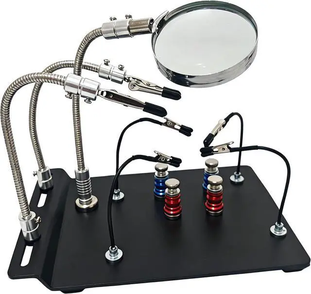 Main image of Magnetic Helping Hands Soldering Third Hand Clamp for Soldering Station | with 5X Magnifier, Movable Helper Arms,PCB Circuit Board Holders, Heavy Duty Base for Repairing Desoldering DIY Jewelry
