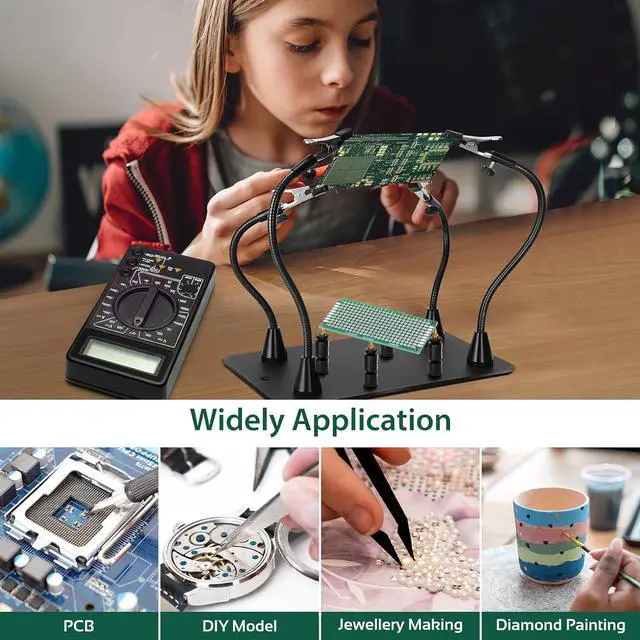 Alt view image 6 of 6 - Super Magnetic Helping Hands Soldering Station, Third Hand Soldering Tool with Alligator Clips, 4 Flexible Gooseneck Arms & 4 PCB Circuit Board Holders for Electronic Repair Soldering Craft Hobby