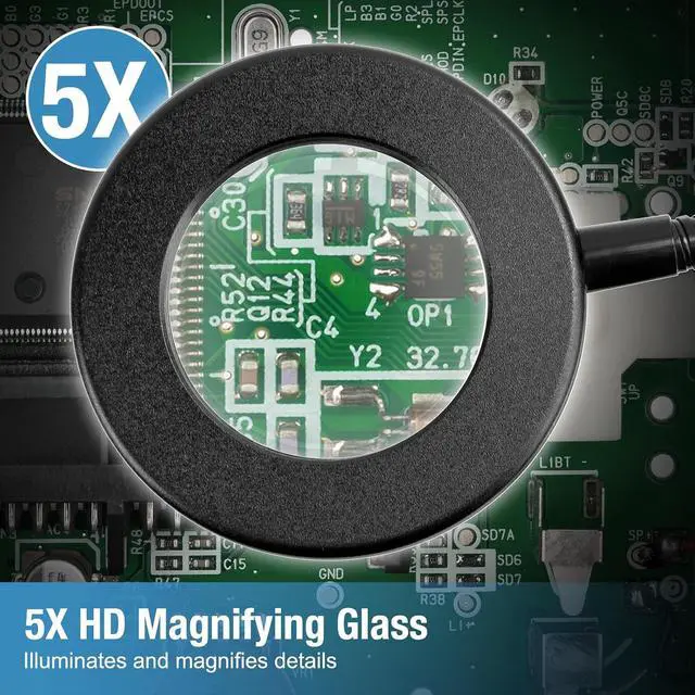 Alt view image 5 of 7 - Magnetic Helping Hands Soldering Station with 4 Flexible Helping Hands, 5X Magnifying Glass and Adjustable Light with 4 Magnetic PCB Holder on Large Non-Slip Base for Electronic Repair