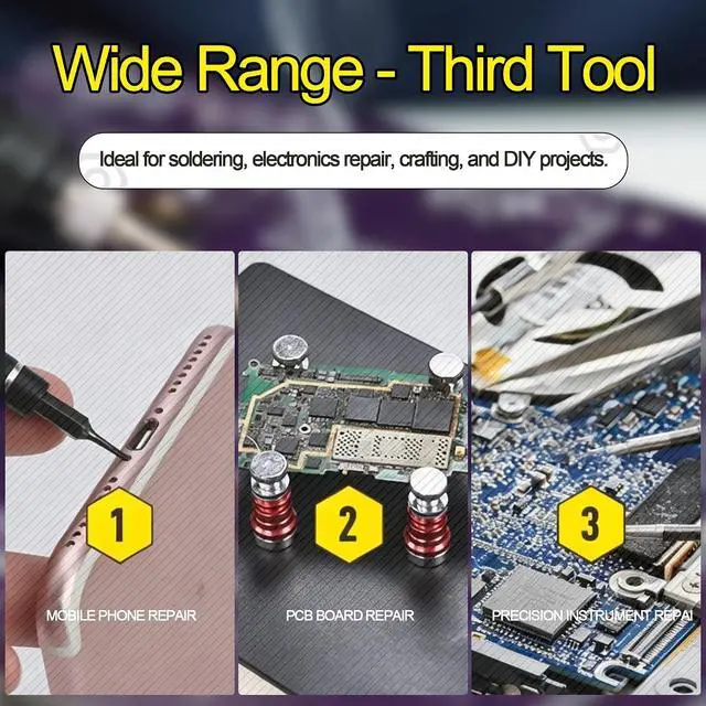 Alt view image 5 of 7 - Magnetic Helping Hands Soldering Third Hand Clamp for Soldering Station | with 5X Magnifier, Movable Helper Arms,PCB Circuit Board Holders, Heavy Duty Base for Repairing Desoldering DIY Jewelry