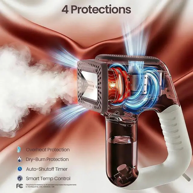Alt view image 2 of 7 - Vacuum Steamer for Clothes, 2 in 1 Handheld Travel Garment Steamer | 2-Level Adjustable Suction (2000Pa / 3600Pa) | 2-in-1 Steaming & Ironing | Wrinkle-Free on Travel | FCC Certified
