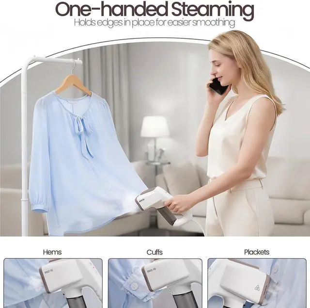 Alt view image 3 of 7 - Vacuum Steamer for Clothes, 2 in 1 Handheld Travel Garment Steamer | 2-Level Adjustable Suction (2000Pa / 3600Pa) | 2-in-1 Steaming & Ironing | Wrinkle-Free on Travel | FCC Certified