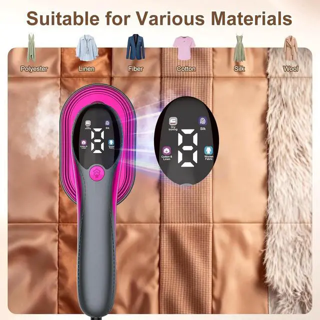 Alt view image 5 of 7 - Travel Steamer for Clothes, Portable 2 in 1 Dry Steam Iron Handheld | 10s Heat-Up, 1200W Mini Garment Wrinkle Remover for Travel Business Trips, Large Ceramic Heat Panel, LED 4 Fabric Modes 120V