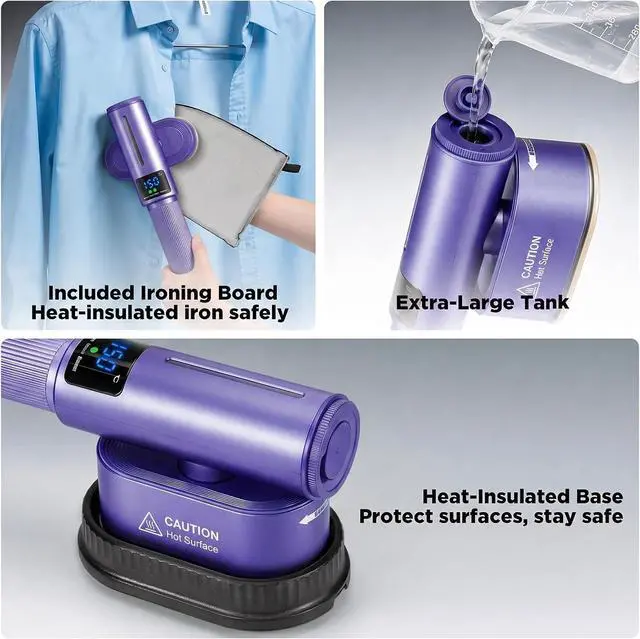 Alt view image 7 of 7 - Travel Steamer for Clothes, 2-in-1 Steam Iron & Garment Steamer | Portable Handheld Clothes Steam with Fast Heat-Up Ceramic Portable Iron Wrinkle Removal for Home/Hotel /Travel Size