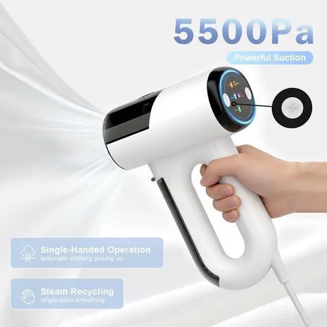 Alt view image 7 of 7 - Vacuum Steamer for Clothes, 3 in 1 Steaming & Ironing& Clean Dust Garment Steamer, 5500Pa Suction Handheld Portable Travel Steamers for Clothes, Lightweight, for Quick Wrinkle Removal (110V Use)
