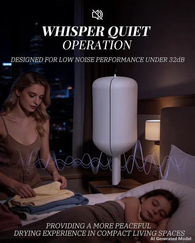 Alt view image 4 of 7 - Portable Dryer for Clothes, 3/6/9-Hr Timer, Fragrance Disc, UV Clean Light | 180W 100-240V, Mini Compact Foldable Clothes Dryer Machine, Low Noise, Energy Saving, for Laundry Apartment RV Hotel Dorm