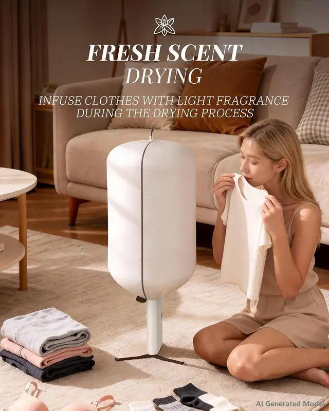 Alt view image 5 of 7 - Portable Dryer for Clothes, 3/6/9-Hr Timer, Fragrance Disc, UV Clean Light | 180W 100-240V, Mini Compact Foldable Clothes Dryer Machine, Low Noise, Energy Saving, for Laundry Apartment RV Hotel Dorm