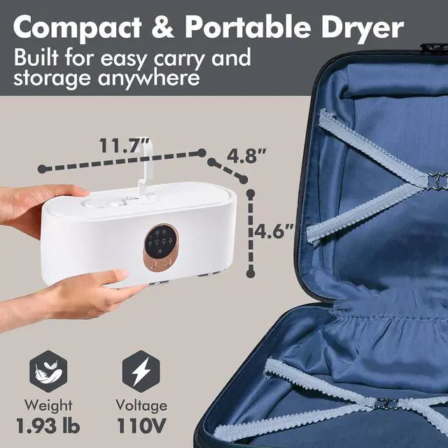 Alt view image 4 of 7 - Hanging Portable Clothes Dryer, Mini & Compact Dryer | For Apartment, Dorms, RV&Travel, 4 Timer Settings (1H/2H/4H/8H), 167°F Constant Temperature