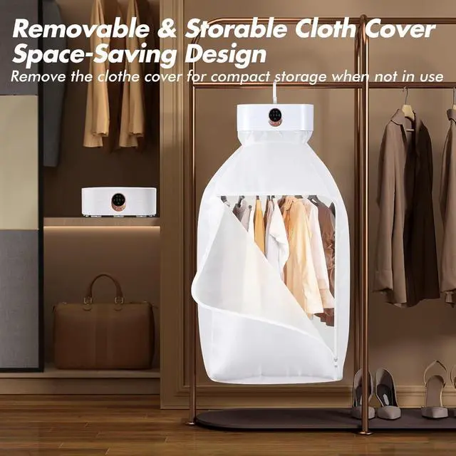 Alt view image 7 of 7 - Hanging Portable Clothes Dryer, Mini & Compact Dryer | For Apartment, Dorms, RV&Travel, 4 Timer Settings (1H/2H/4H/8H), 167°F Constant Temperature