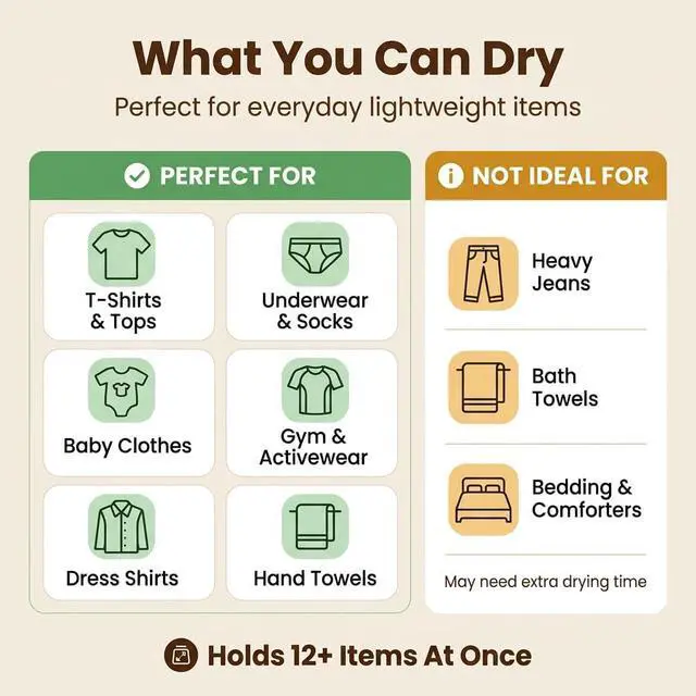 Alt view image 4 of 7 - Portable Clothes Dryer for Travel Compact Foldable Electric Drying Machine with Dry Bag & Timer Fast-Drying for Apartments, RV, Dorm Clothes, Underwear, Socks Quiet & Energy Efficient