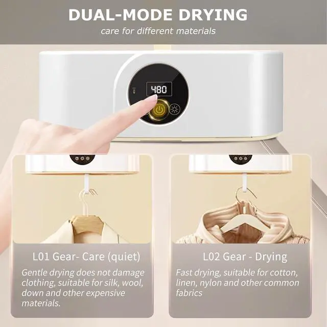 Alt view image 3 of 6 - Portable Clothes Dryer - Mini Portable Dryer Machine for Laundry Apartments and Travelling, Hotel Room, Classic White