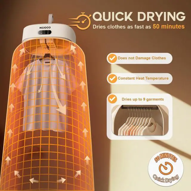 Alt view image 2 of 7 - Portable Clothes Dryer - 600w Compact Dryer for Apartment, Travel