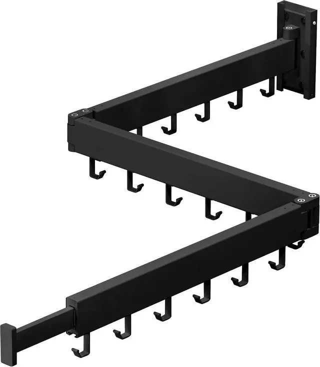 Main image of Clothes Drying Rack Wall Mounted,Laundry Rack Wall Wount,Drying Rack Clothing for Laundry,Retractable Dryer Racks,Wall Mounted Drying Rack Collapsible, Black, Sandy Coating,3z-b01